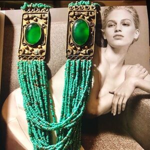 Elegant Green Stone Bead Statement Necklace